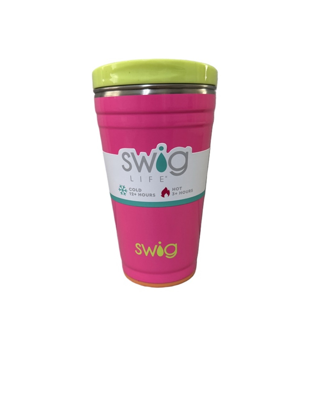 Swig Life Hot & Cold Tumbler in Bright Pink with Lime Lid
